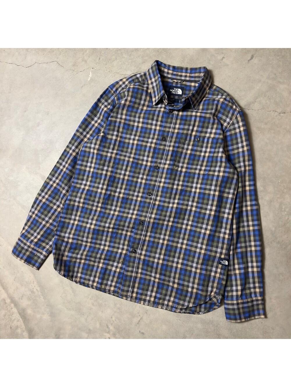 The North Face Plaid Button Down Shirt Mens Large Blue